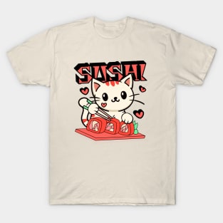 Cat Eating Sushi T-Shirt